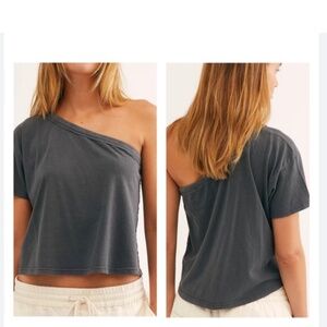 We The Free by Free People Aubrey One Shoulder Tee Blue Size XL